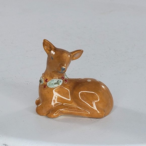 Other - Miniature Deer Fawn Lying Down Christmas Holiday Figurine